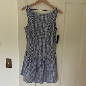 Viral drop waist Blue Gingham Dress